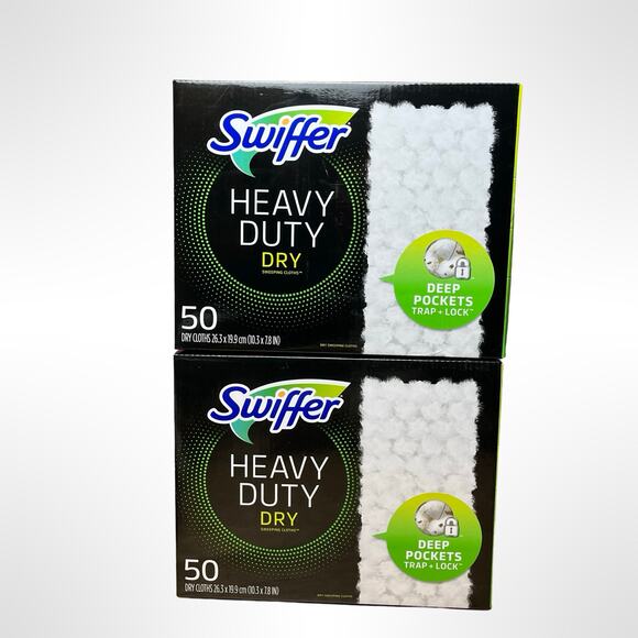 SWIFFER Heavy Duty Dry Sweeping Cloths Deep Pockets Trap + Lock 50 Count 2 Packs - Picture 1 of 5